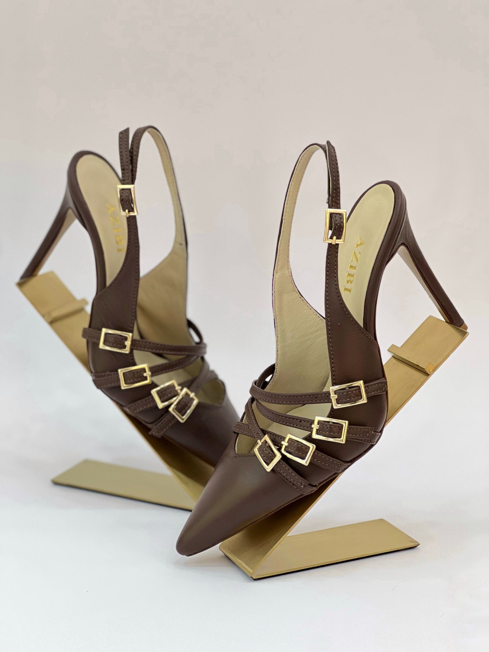 Azibi  Ženske sandale na štiklu, Braon