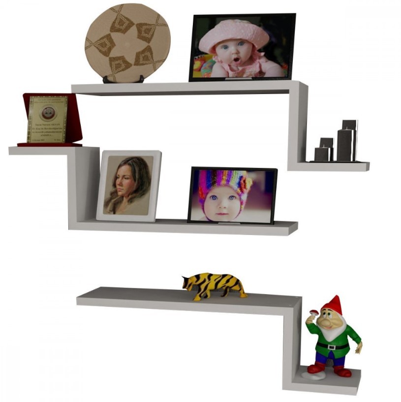 Hanah Home Lowa Zidna polica, 3 komada, Bela