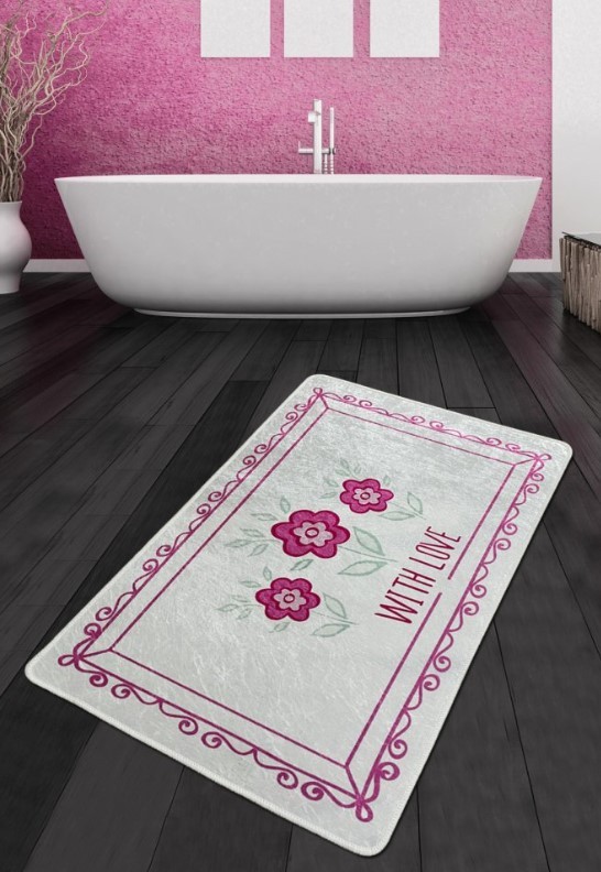 L'essentiel Maison Kupatilski otirač With Flower, 80x100cm, Sivo-roze