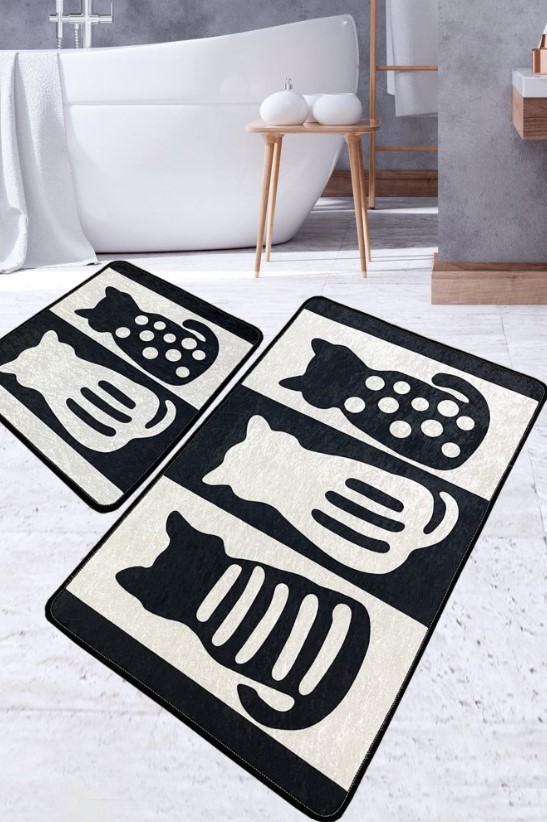 L'essentiel Maison Kupatilski otirač Meo, 2 komada, Crno-sivi