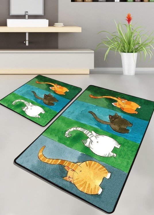 L'essentiel Maison Kupatilski otirač Gatto Carino, 2 komada, Šareni