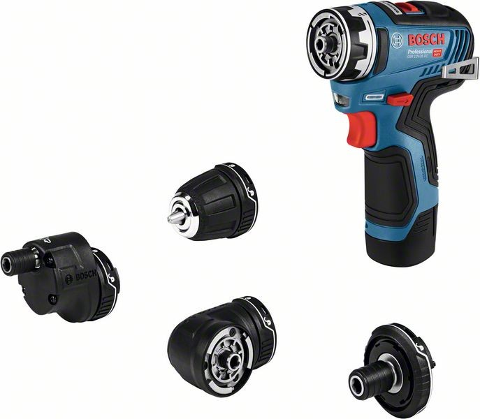 Bosch Akumulatorska bušilica-odvrtač GSR 12V-35 FC + 4-delni set nastavaka L-Boxx 2x3.0Ah 06019H3000