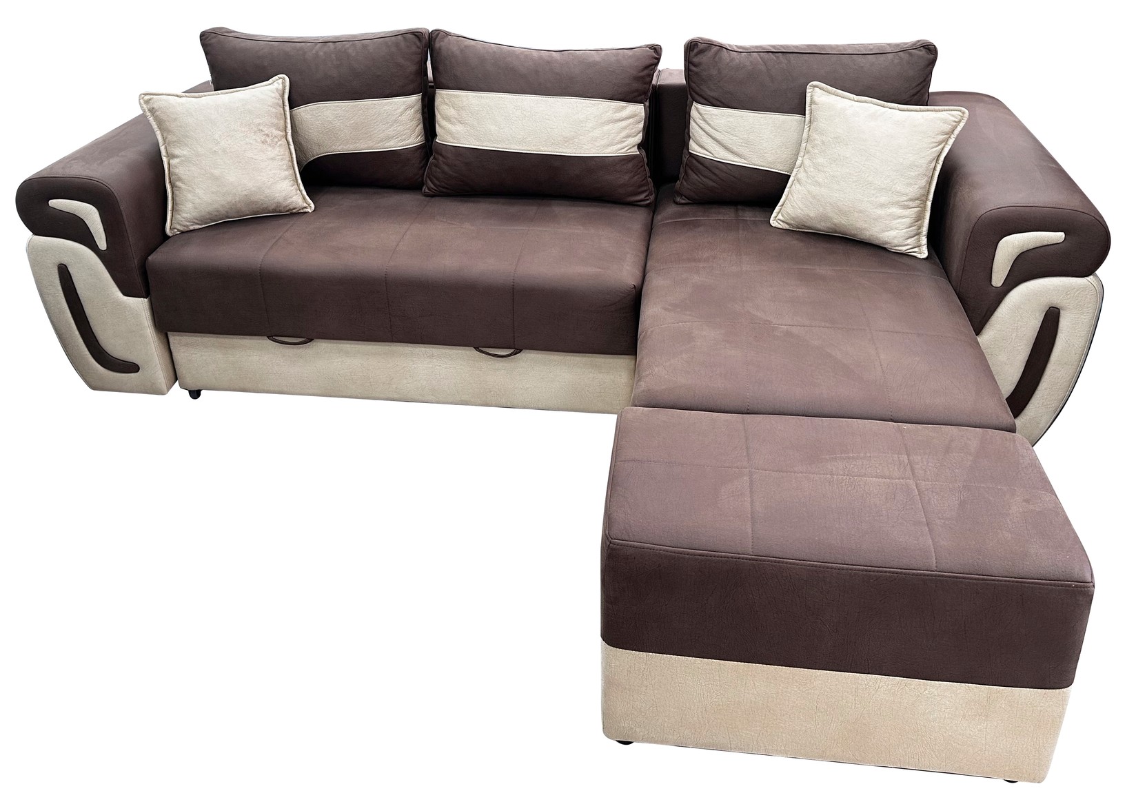 Bata  DJ, Ugaona garnitura Tamara D Ekomonik sa tabureom, Braon-bež