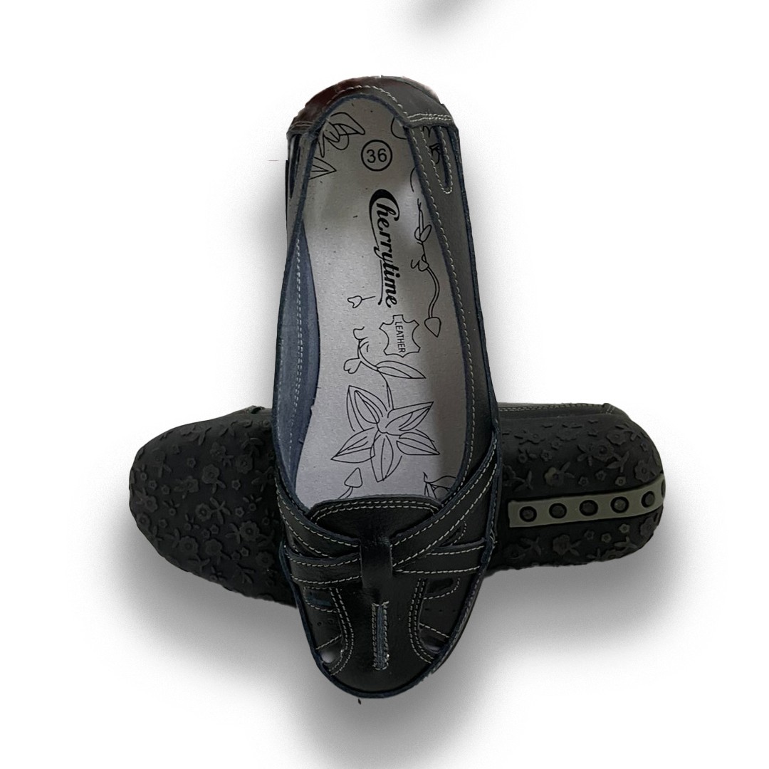 CherryTime Ženske baletanke, Kožne, Crne