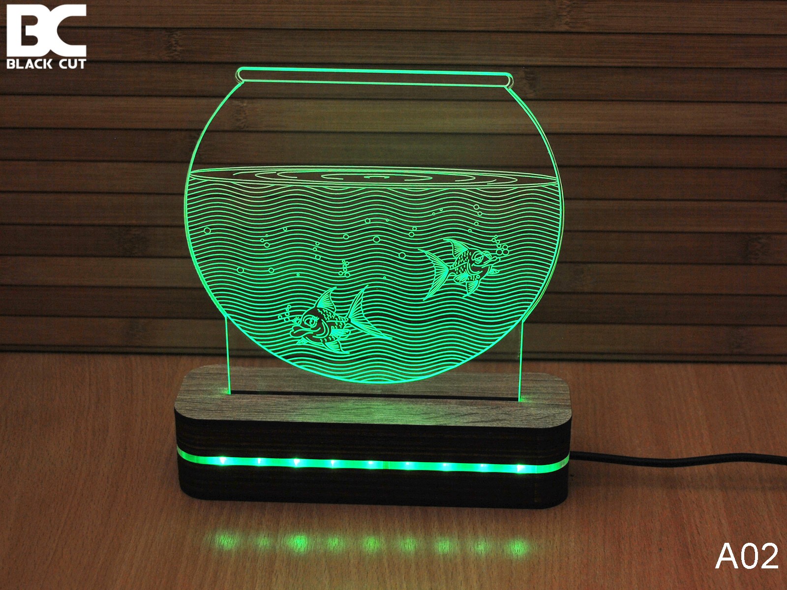 Black Cut 3D Lampa Akvarijum, Zelena