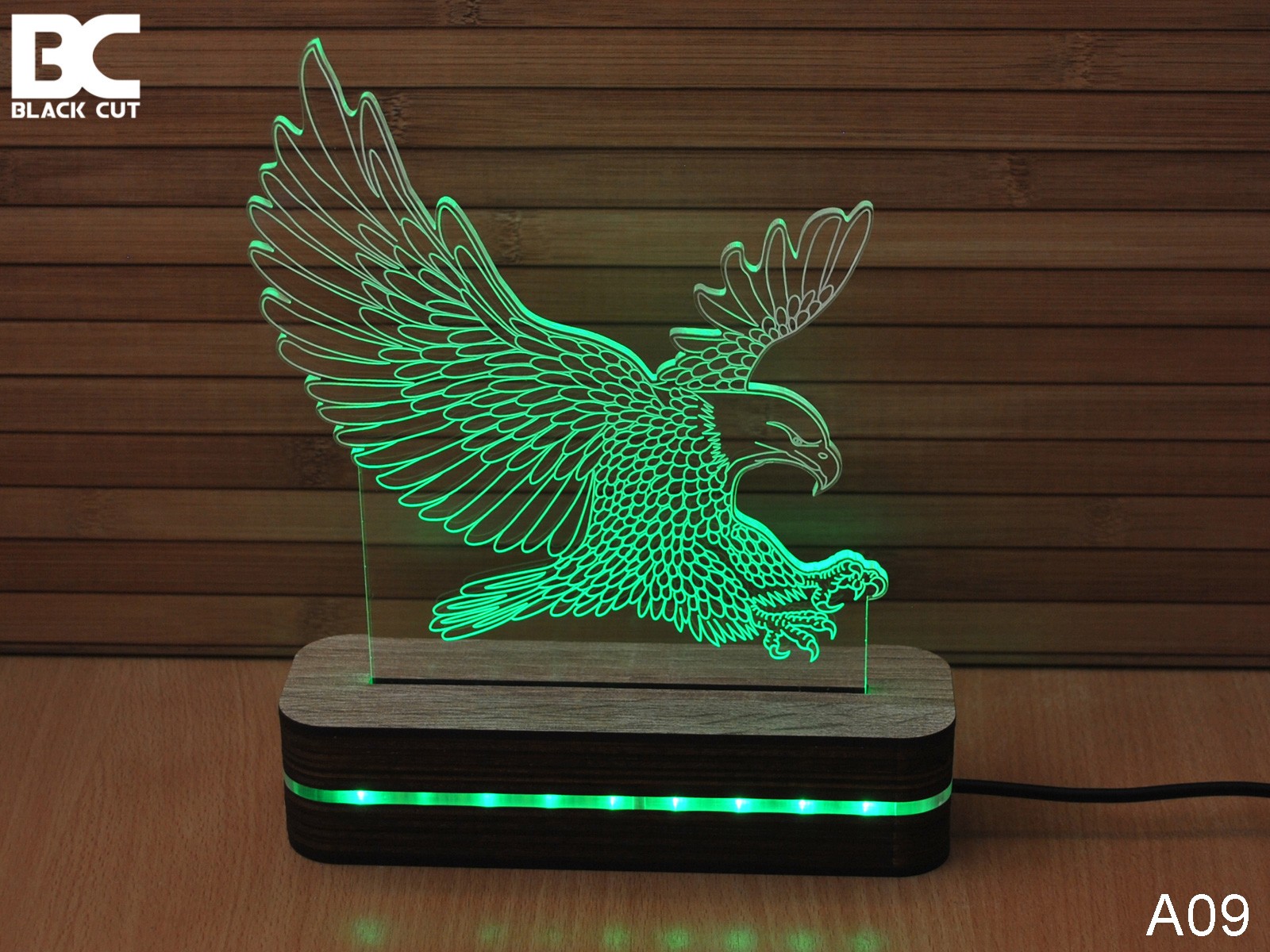 Black Cut 3D Lampa Orao, Zelena