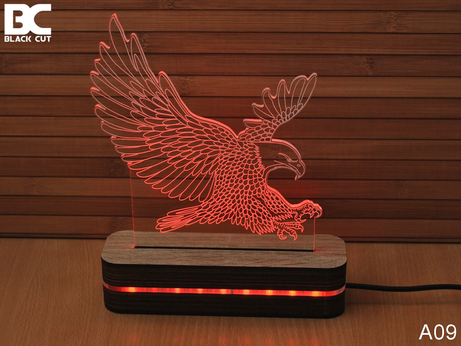 Black Cut 3D Lampa Orao, Crvena