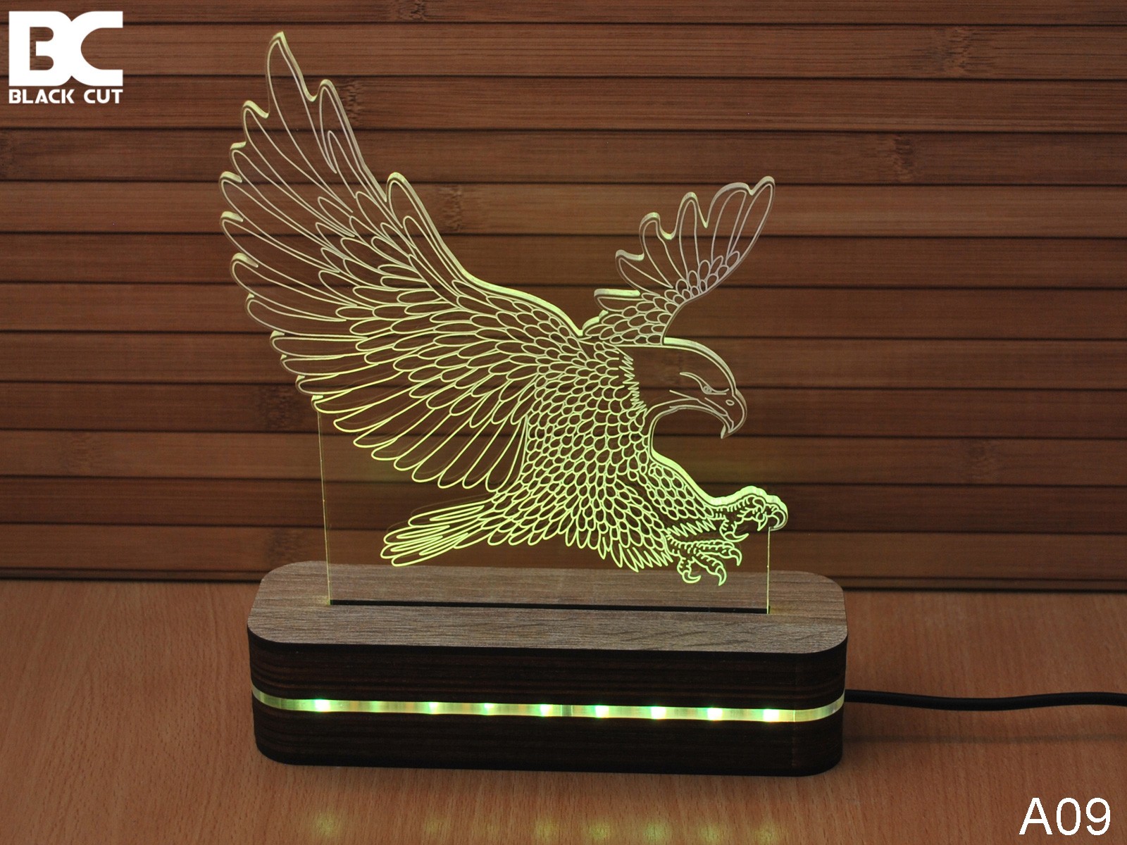 Black Cut 3D Lampa Orao, RGB