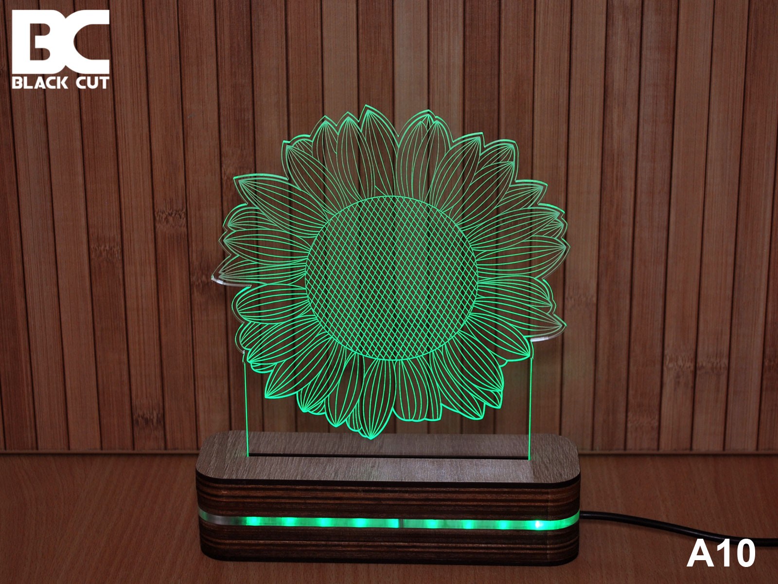 Black Cut 3D Lampa Suncokret, Zelena