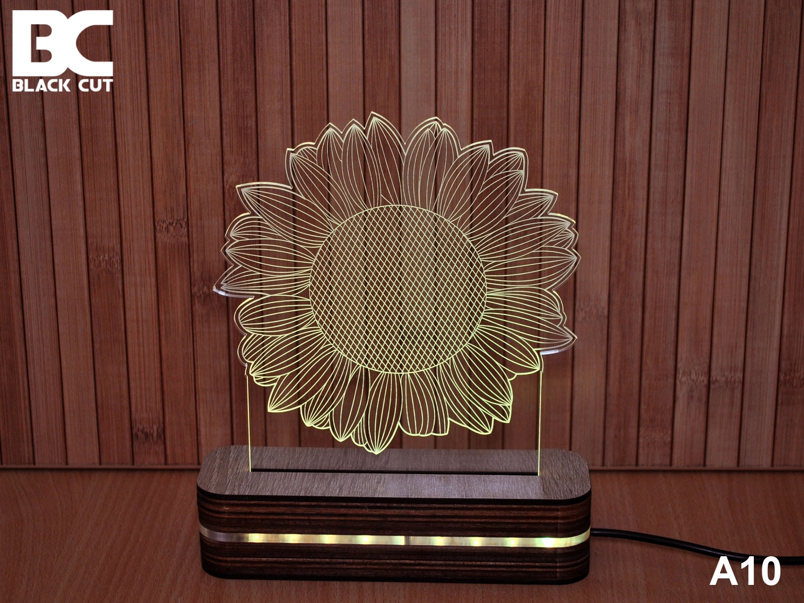 Black Cut 3D Lampa Suncokret, RGB