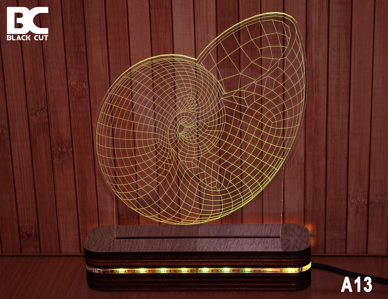 Black Cut 3D Lampa Puž, RGB