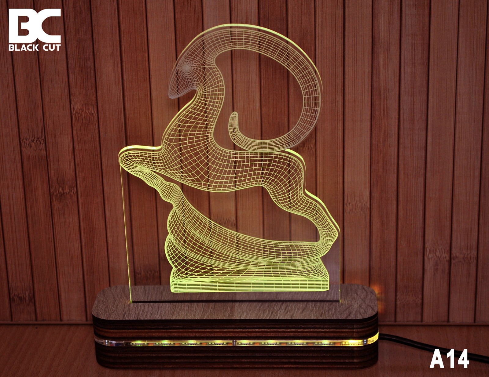 Black Cut 3D Lampa Ovan, RGB