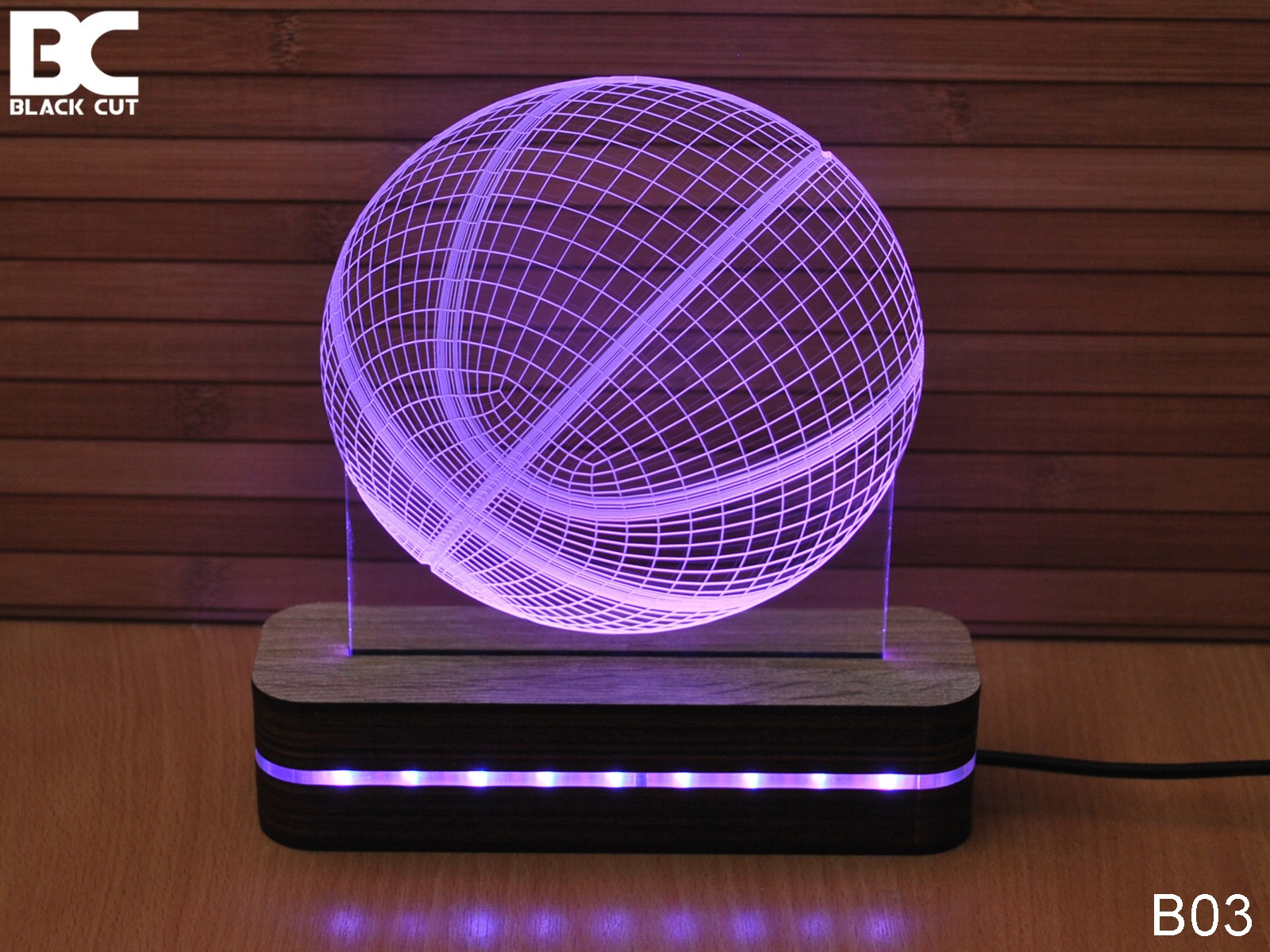 Black Cut 3D Lampa Košarkaška Lopta Roze