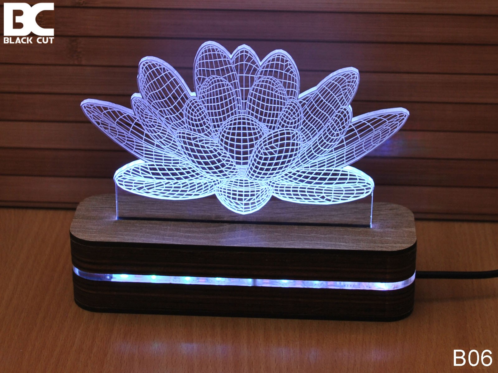 Black Cut 3D Lampa Lotos Bela
