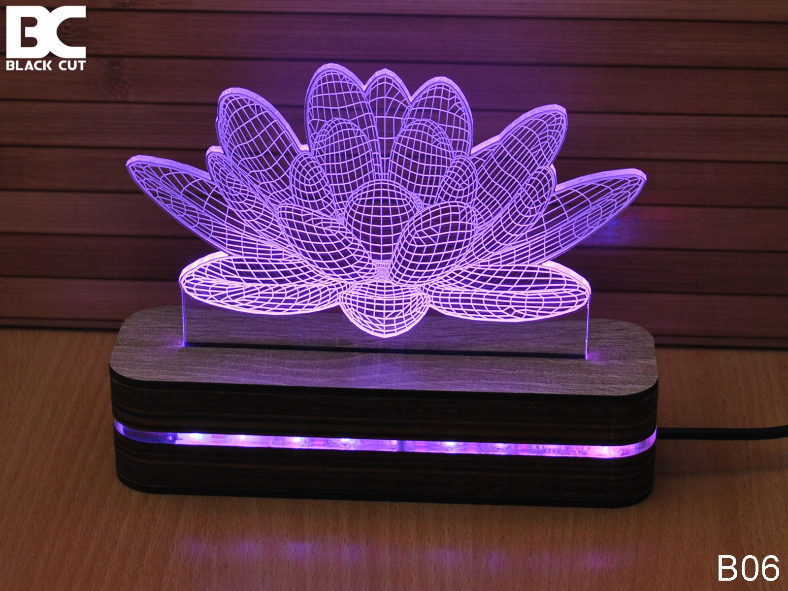 Black Cut 3D Lampa Lotos Roze