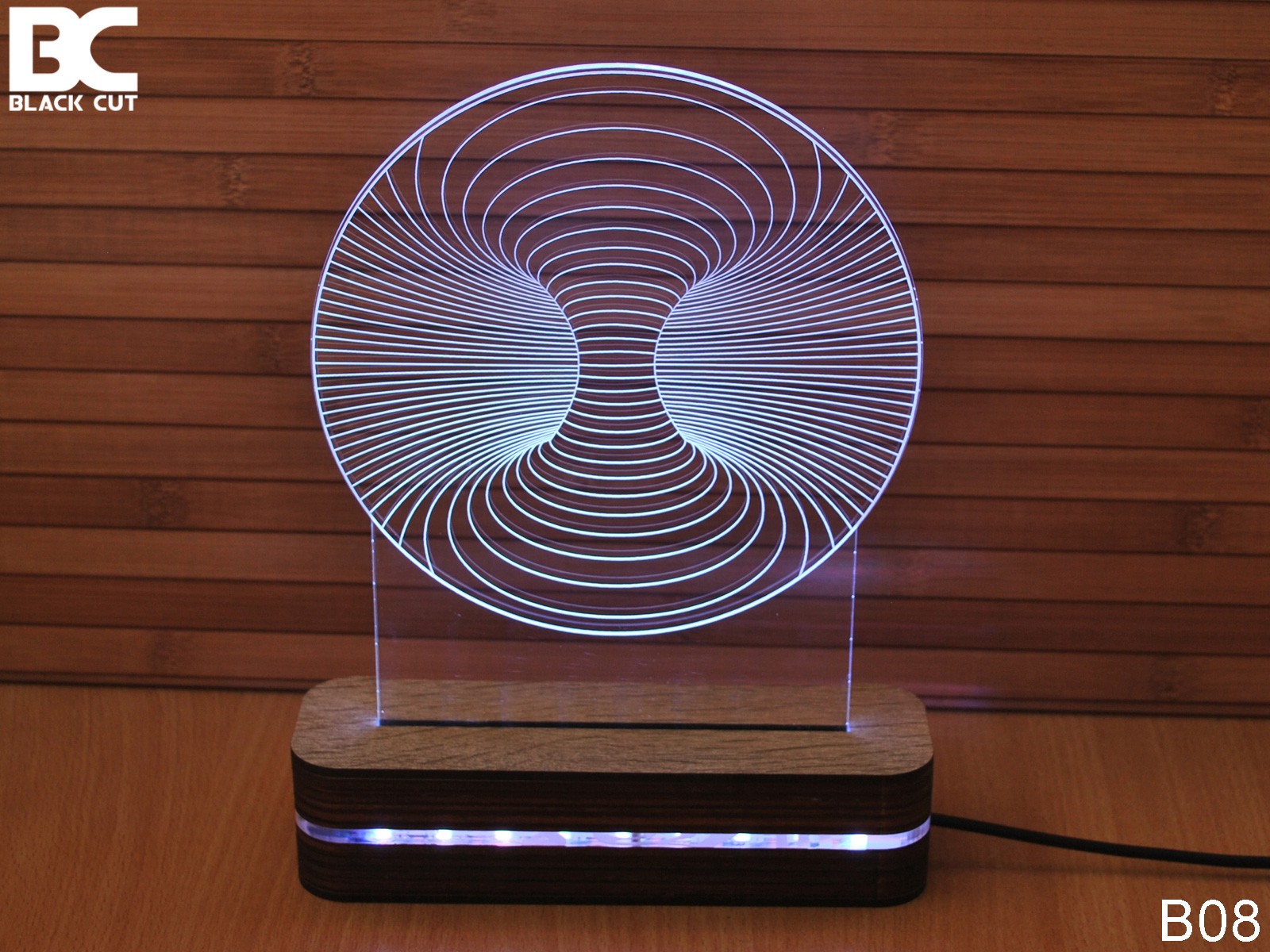 Black Cut 3D Lampa Crna rupa Bela