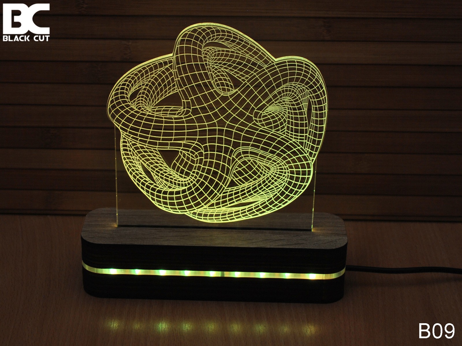 Black Cut 3D Lampa 3D Zvezda Toplo bela