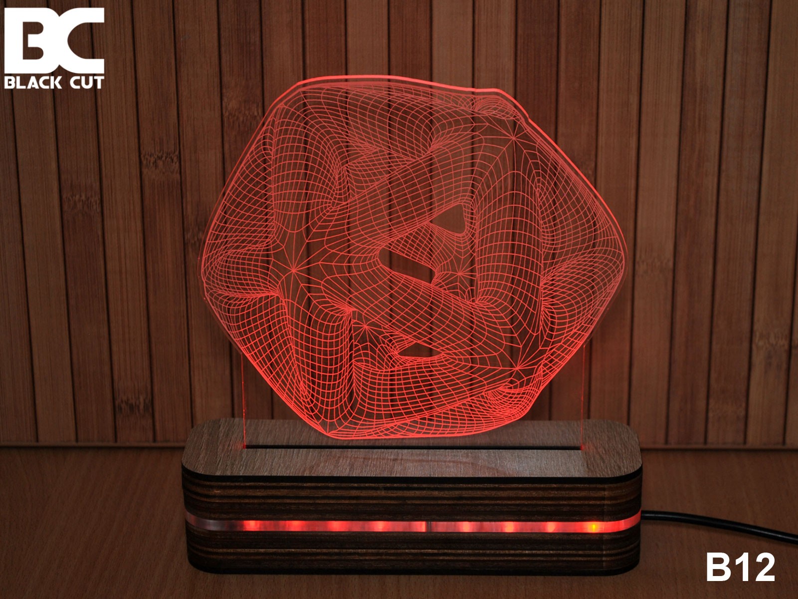 Black Cut 3D Lampa Zvezda Crvena