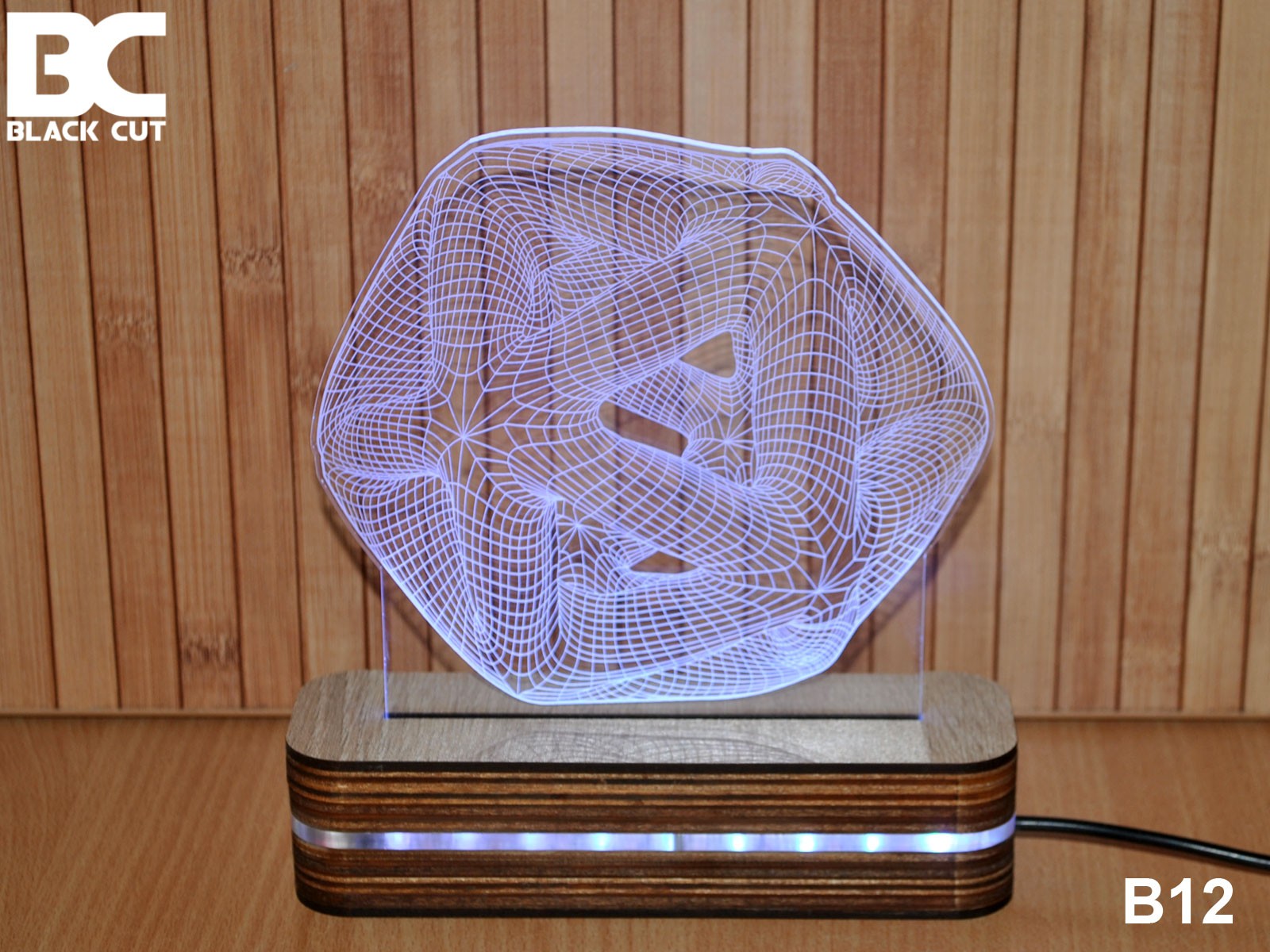 Black Cut 3D Lampa Zvezda Toplo bela