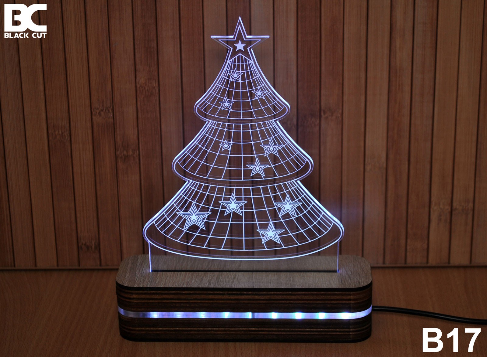 Black Cut 3D Lampa Jelka RGB