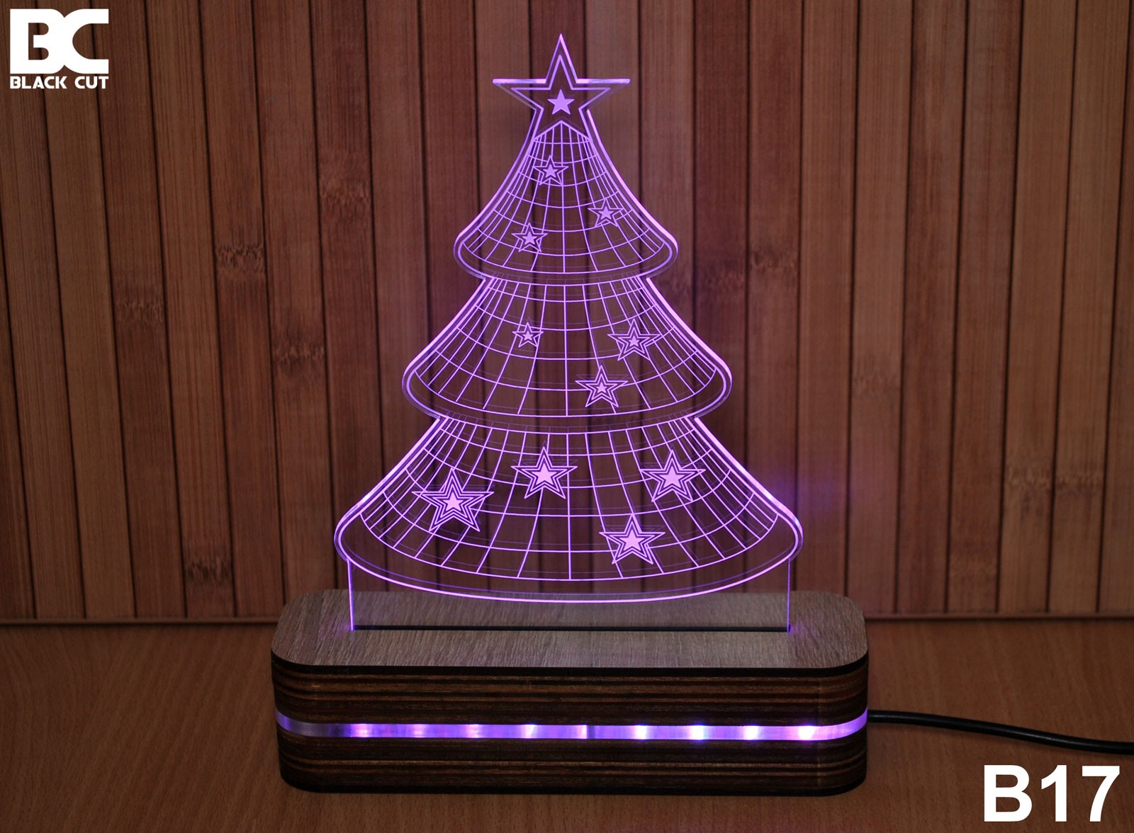 Black Cut 3D Lampa Jelka Roze