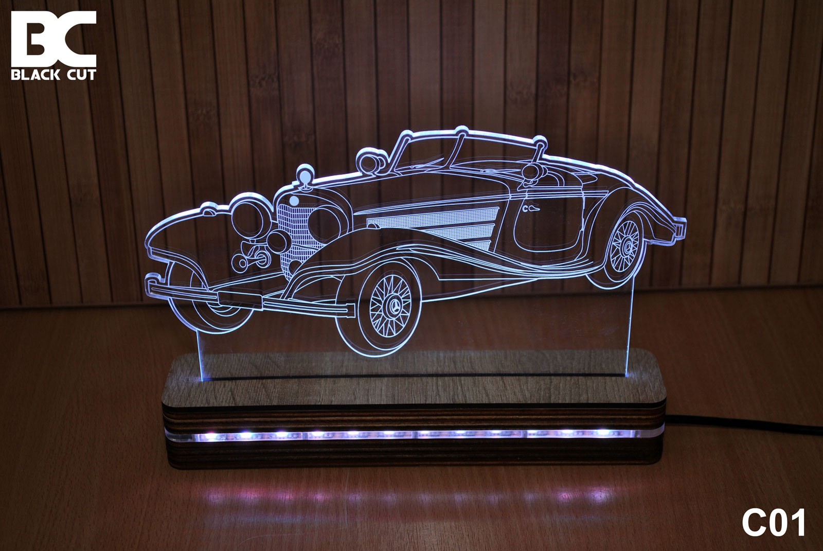 Black Cut 3D Lampa RGB