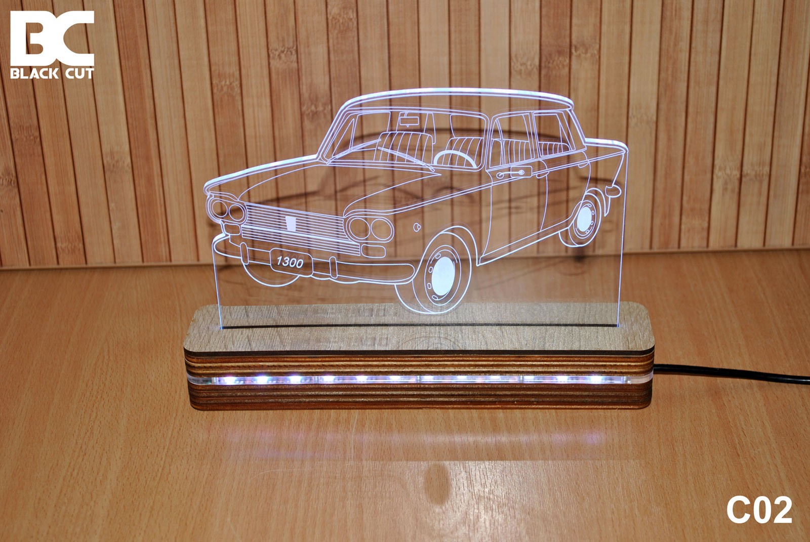 Black Cut 3D Lampa Zelena