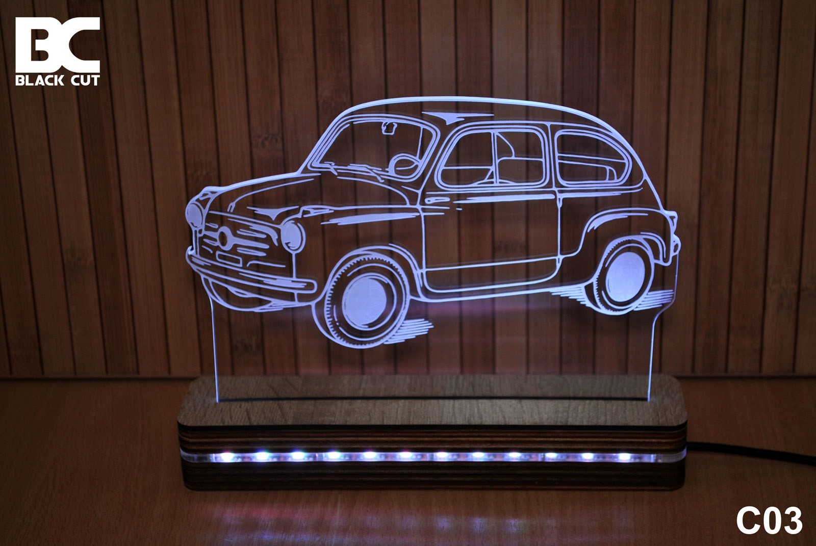 Black Cut 3D Lampa Bela