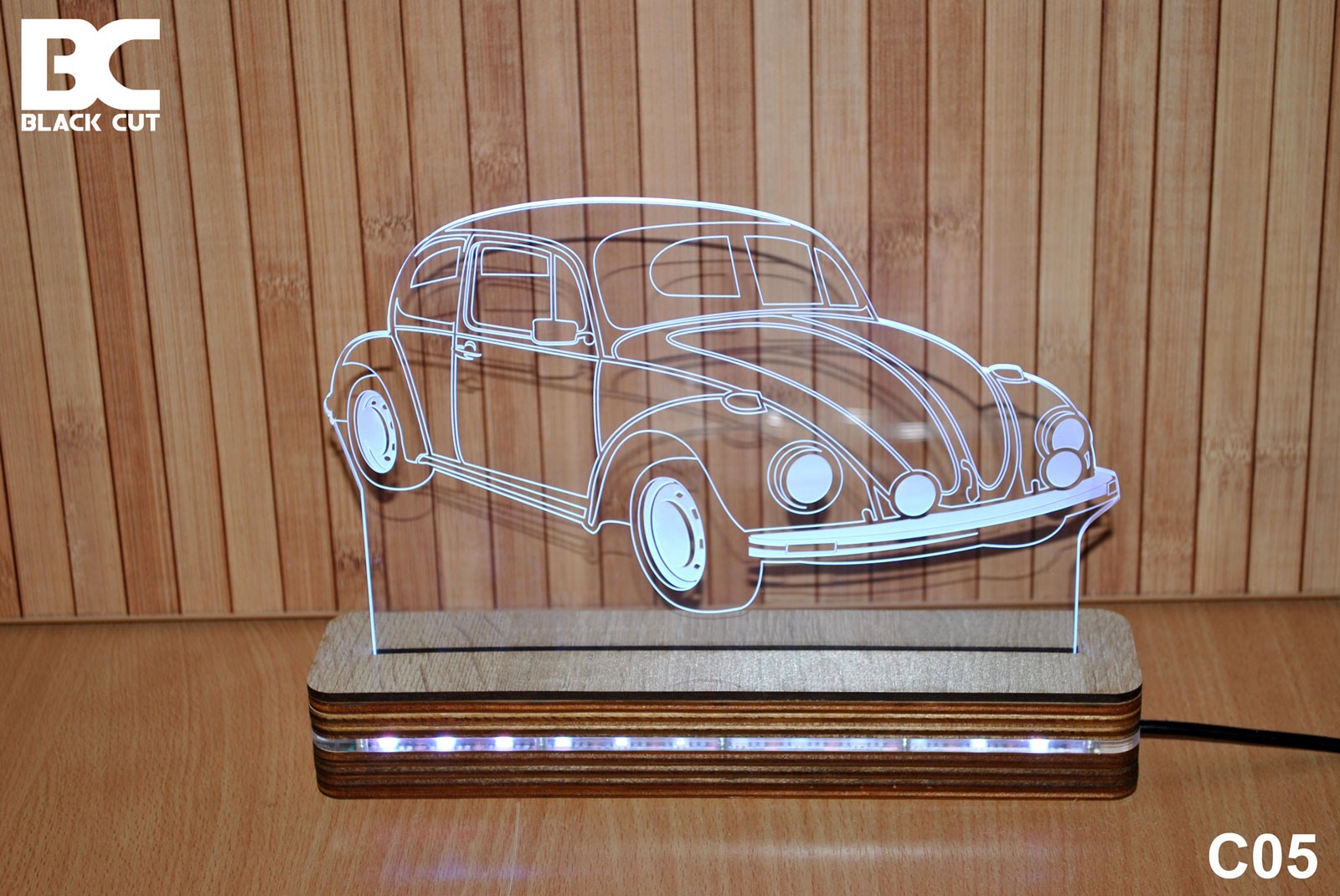 Black Cut 3D Lampa Toplo bela