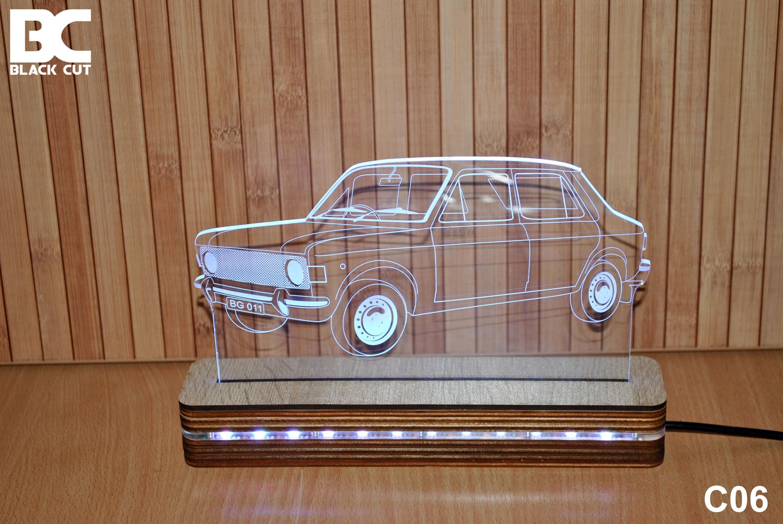 Black Cut 3D Lampa Zelena