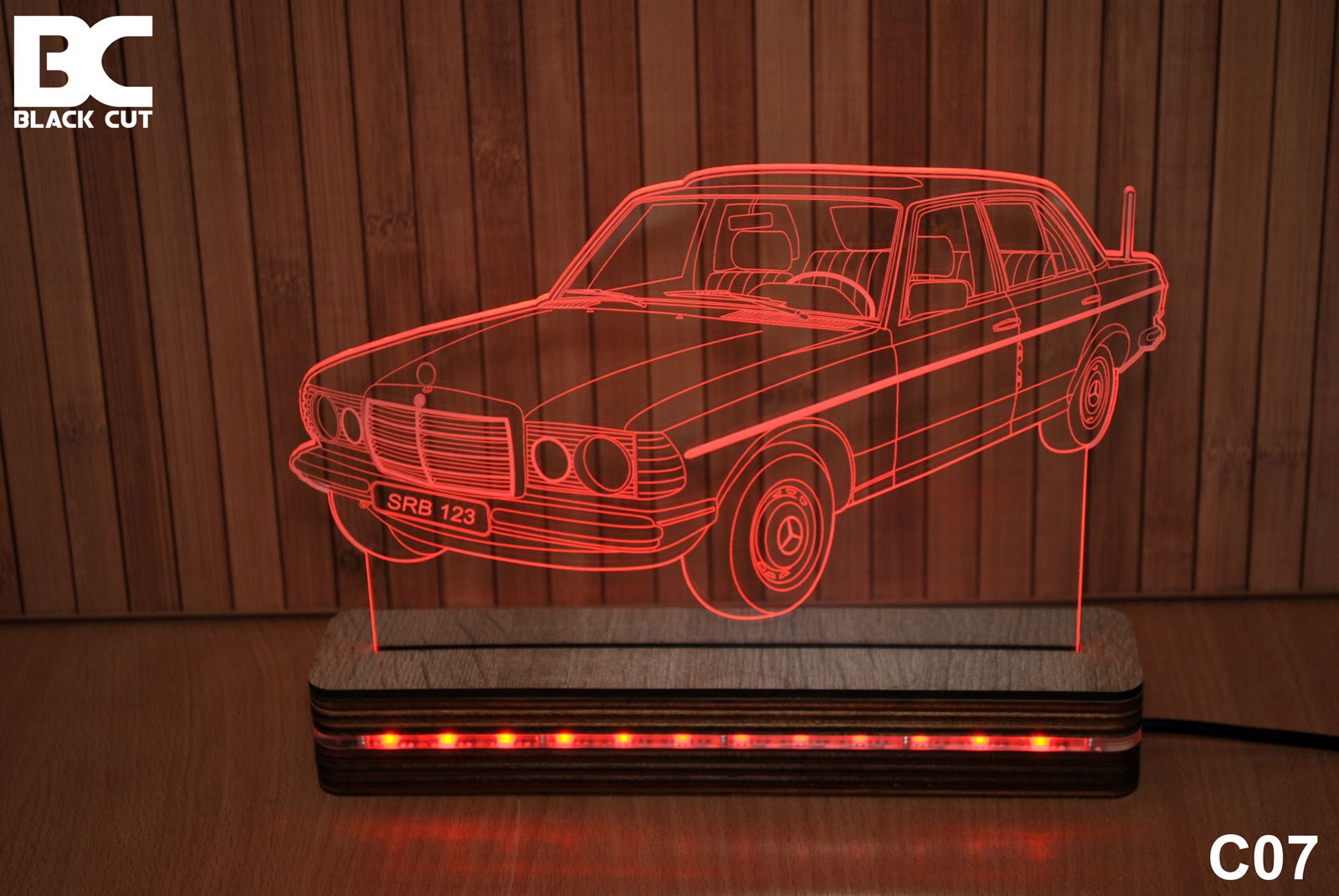 Black Cut 3D Lampa Crvena