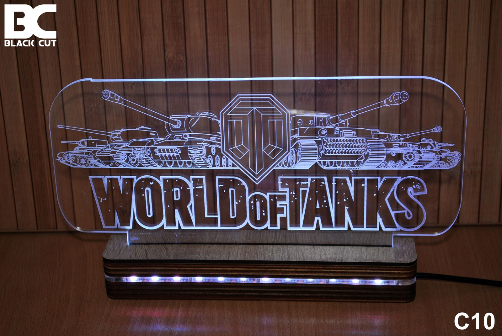 Black Cut 3D Lampa RGB