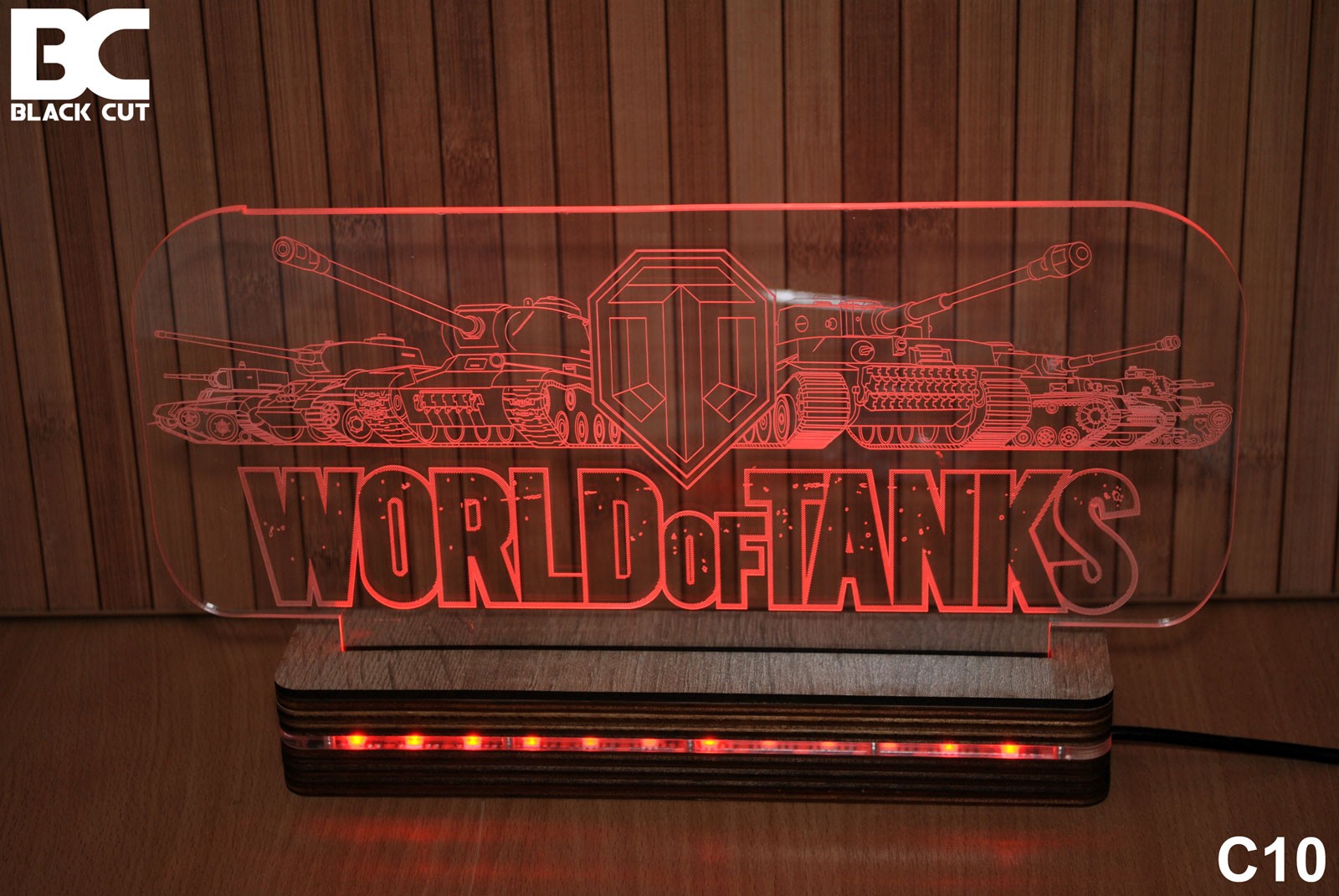 Black Cut 3D Lampa Crvena