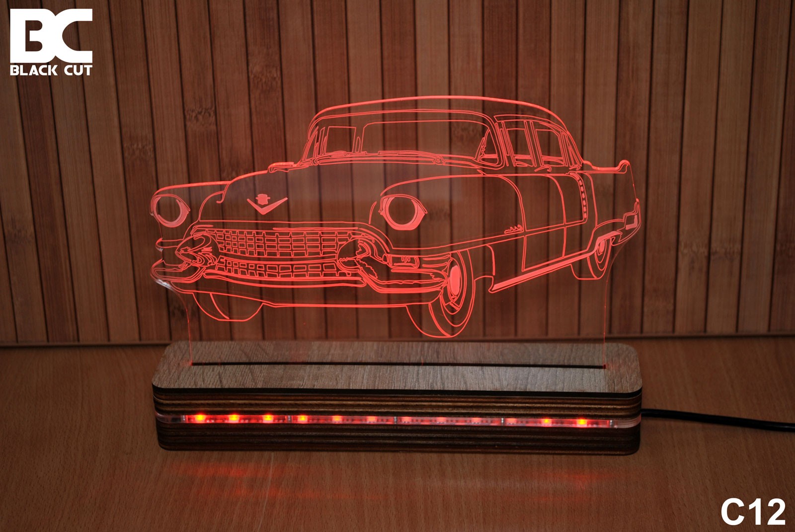 Black Cut 3D Lampa Crvena