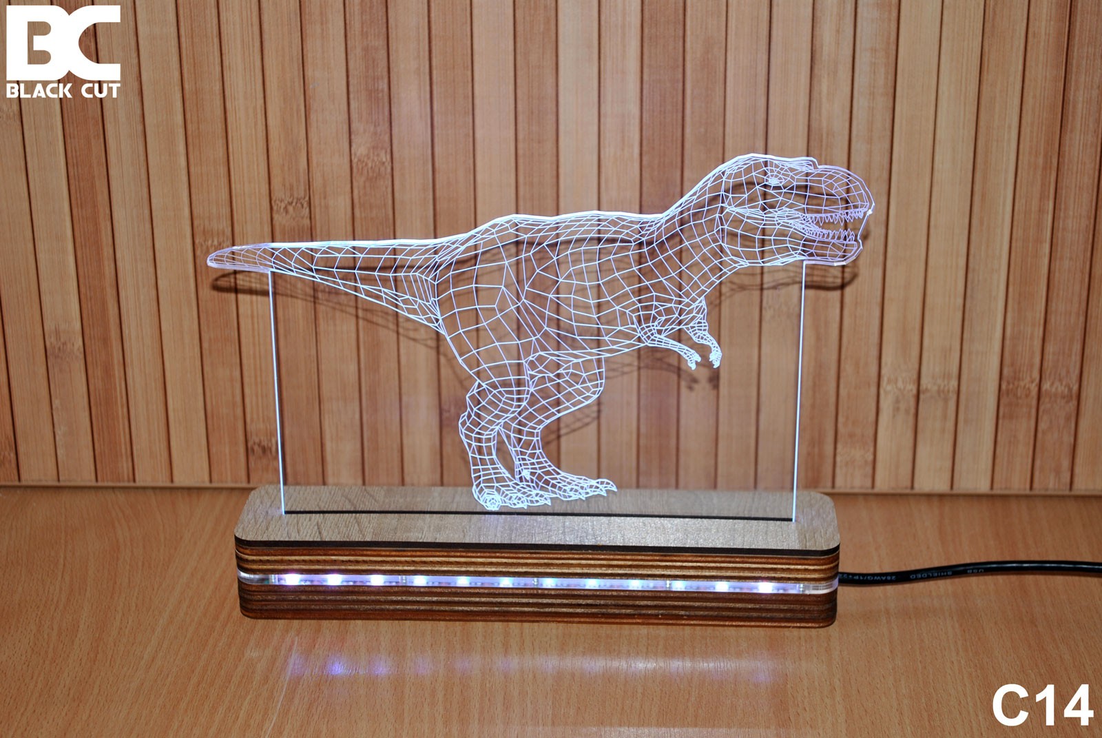 Black Cut 3D Lampa Crvena