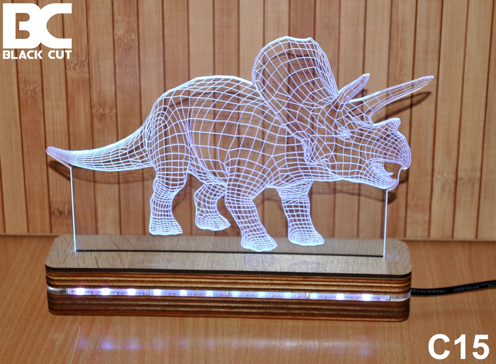 Black Cut 3D Lampa Crvena