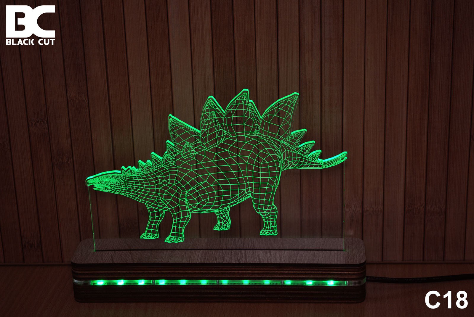 Black Cut 3D Lampa Zelena