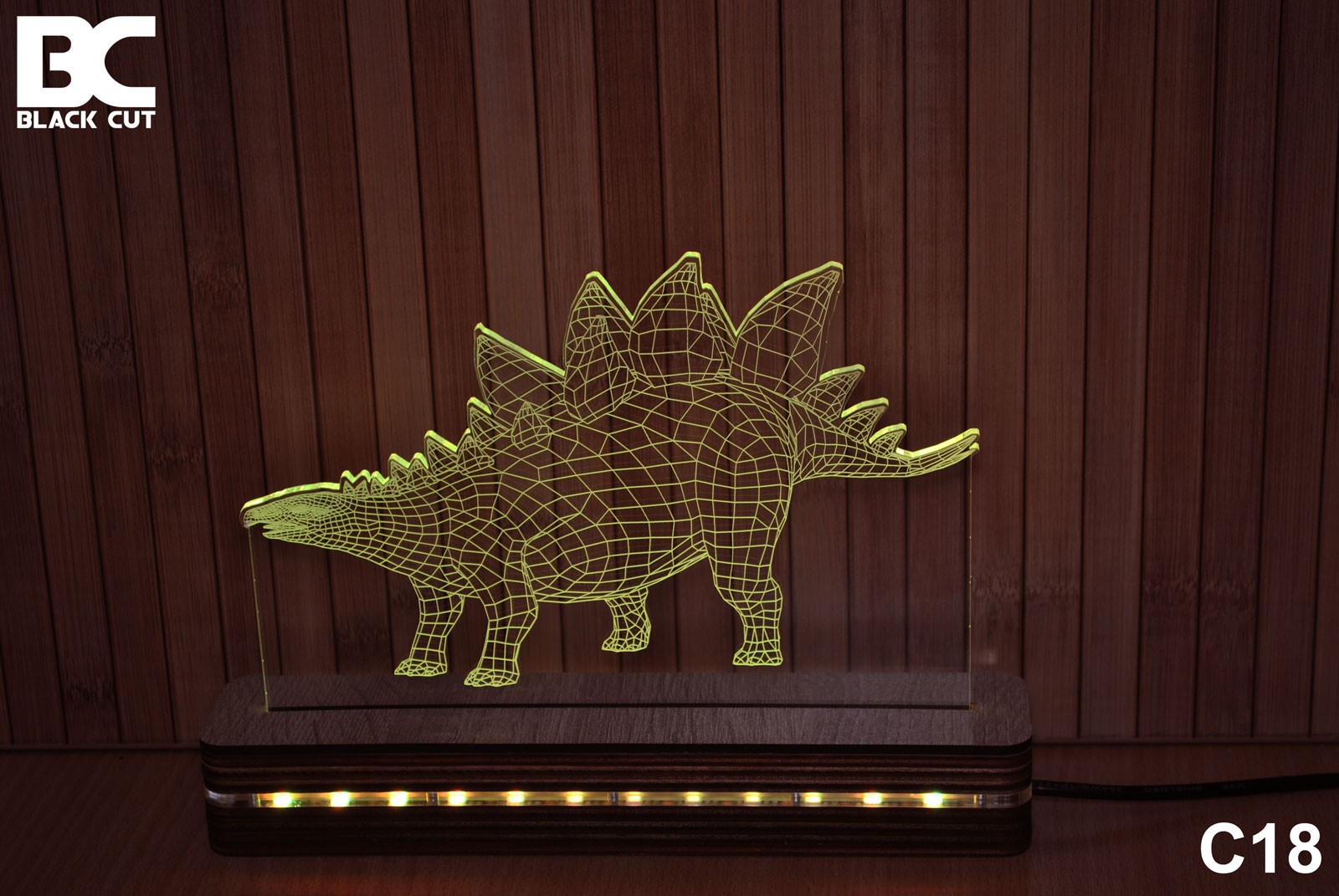 Black Cut 3D Lampa Toplo bela