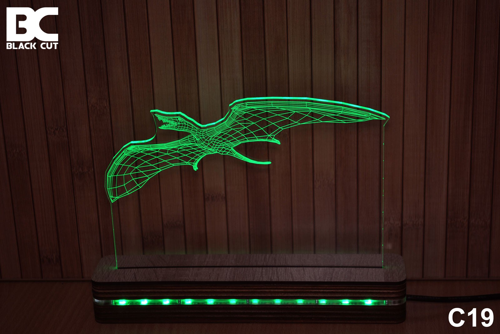 Black Cut 3D Lampa Zelena