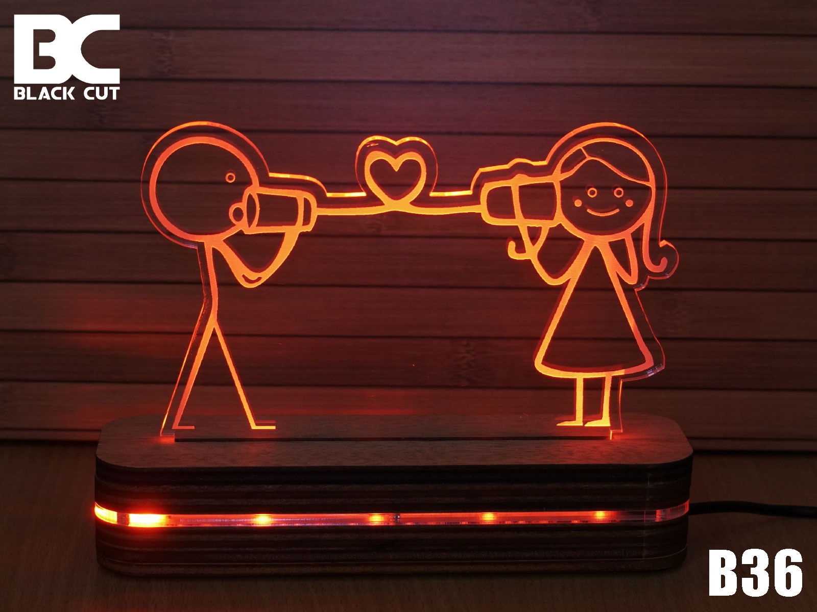 Black Cut 3D Lampa Nazovi me RGB