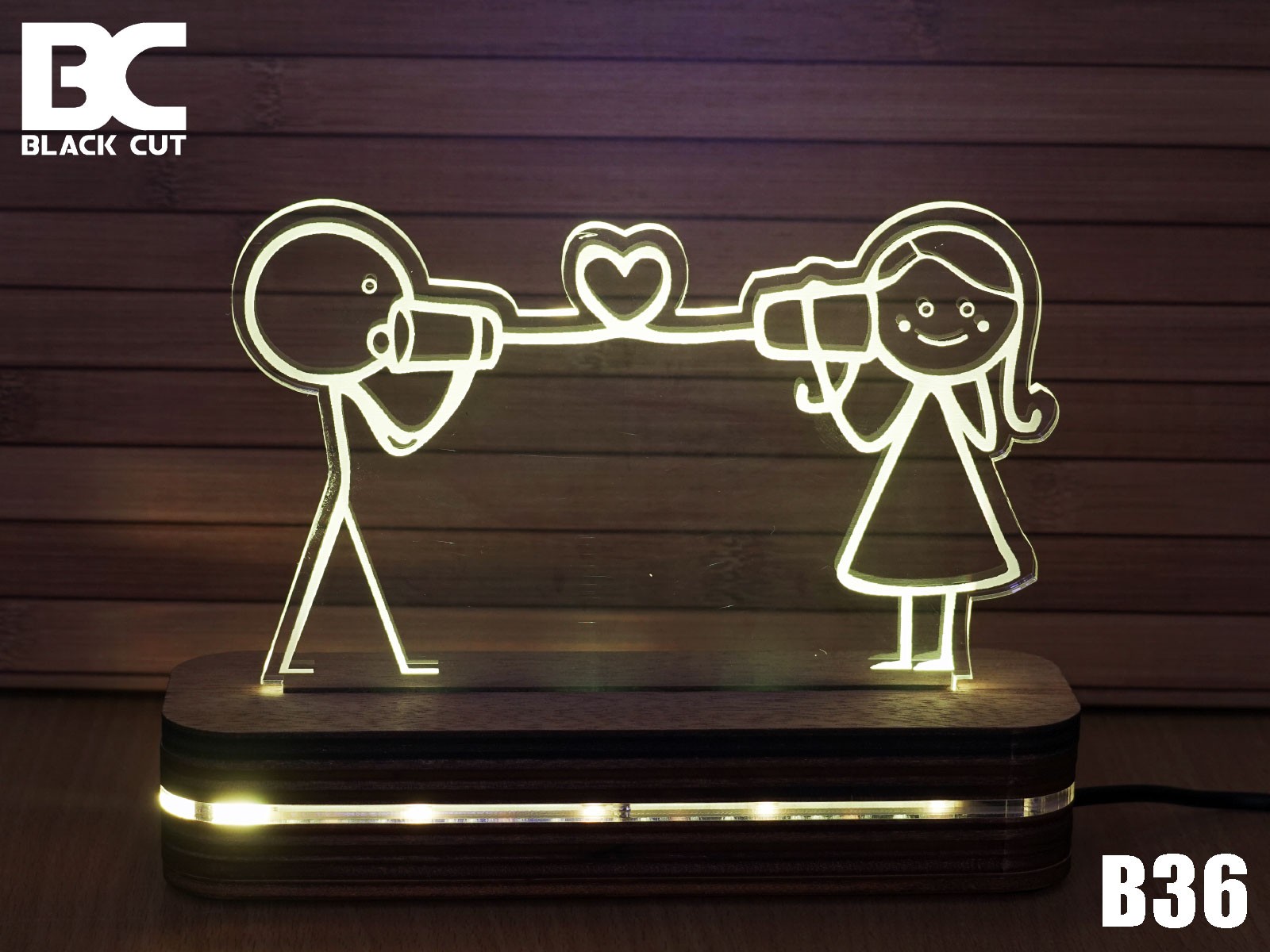 Black Cut 3D Lampa Nazovi me Toplo bela