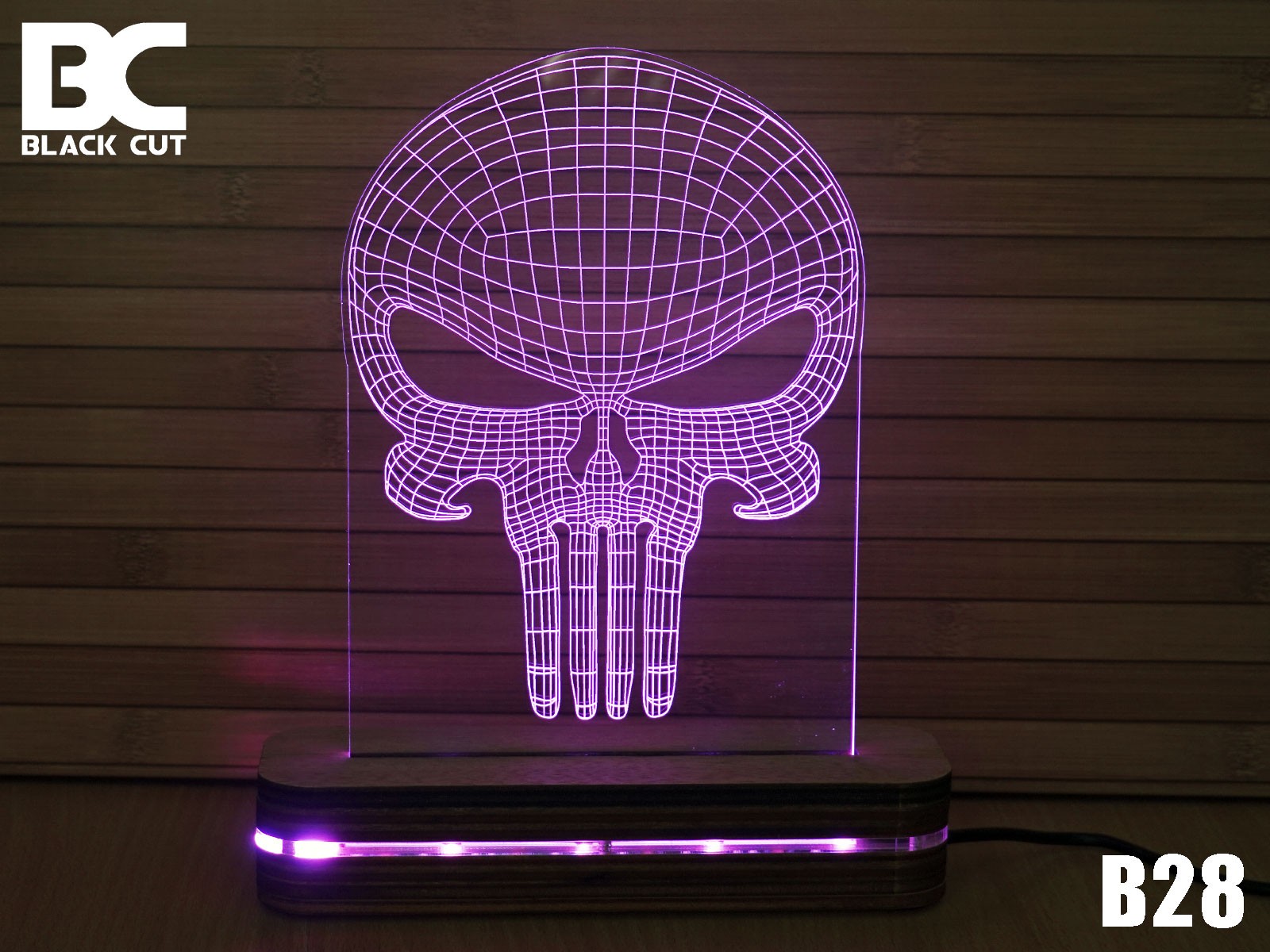 Black Cut 3D Lampa Skull Roze