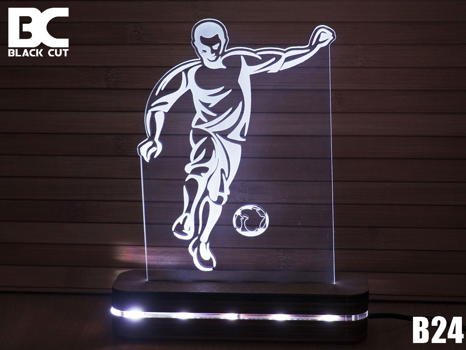 Black Cut 3D Lampa Fudbaler Bela