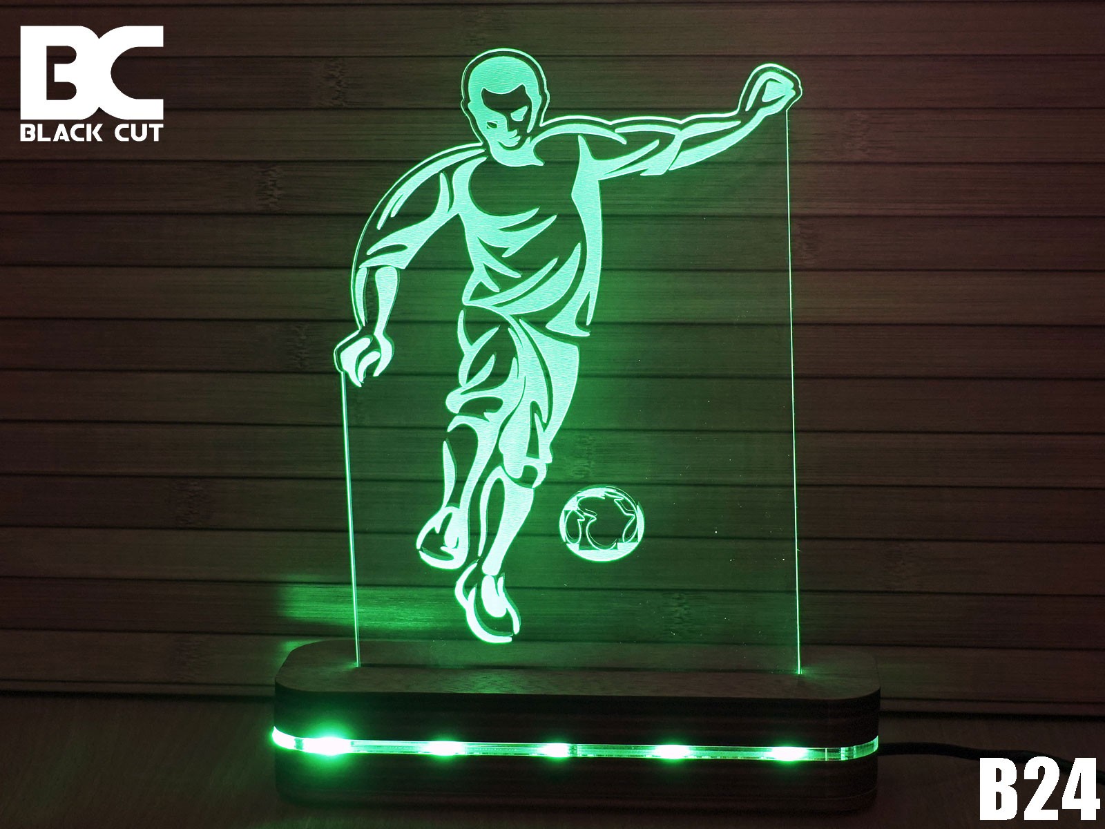 Black Cut 3D Lampa Fudbaler Zelena
