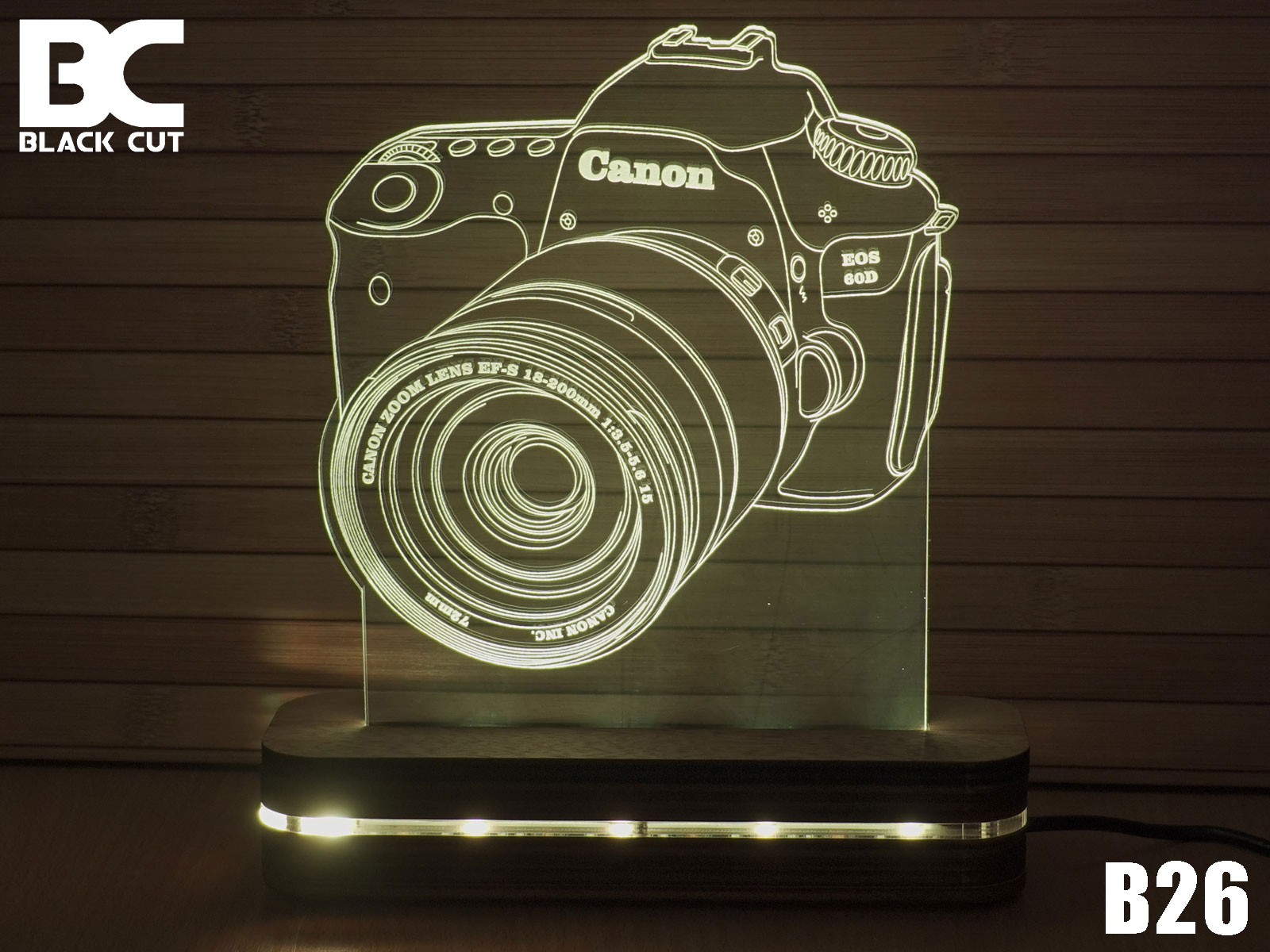 Black Cut 3D Lampa Foto aparat Toplo bela