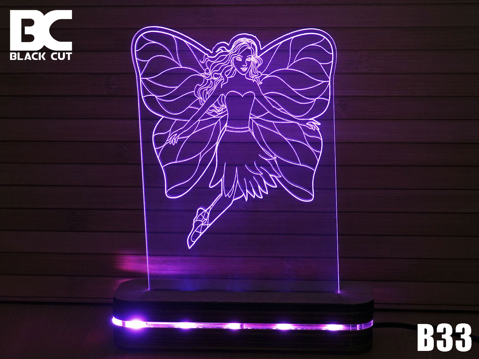 Black Cut 3D Lampa Vila Roze