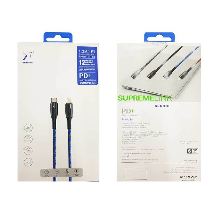 SENIOR USB kabl typeC-lightning (iPhone) 1.2m 4A PD60W KF-IPT68