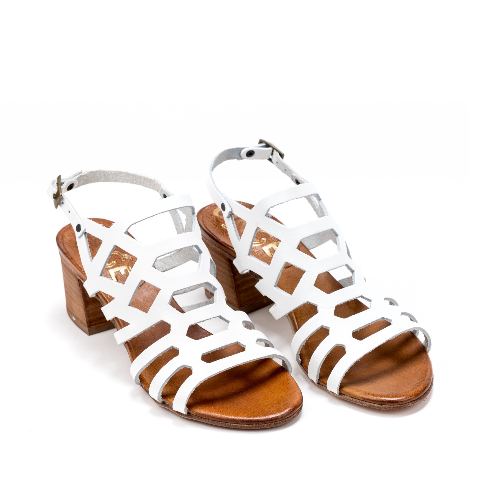 Once Ženske sandale na štiklu E209-OLO, Bele