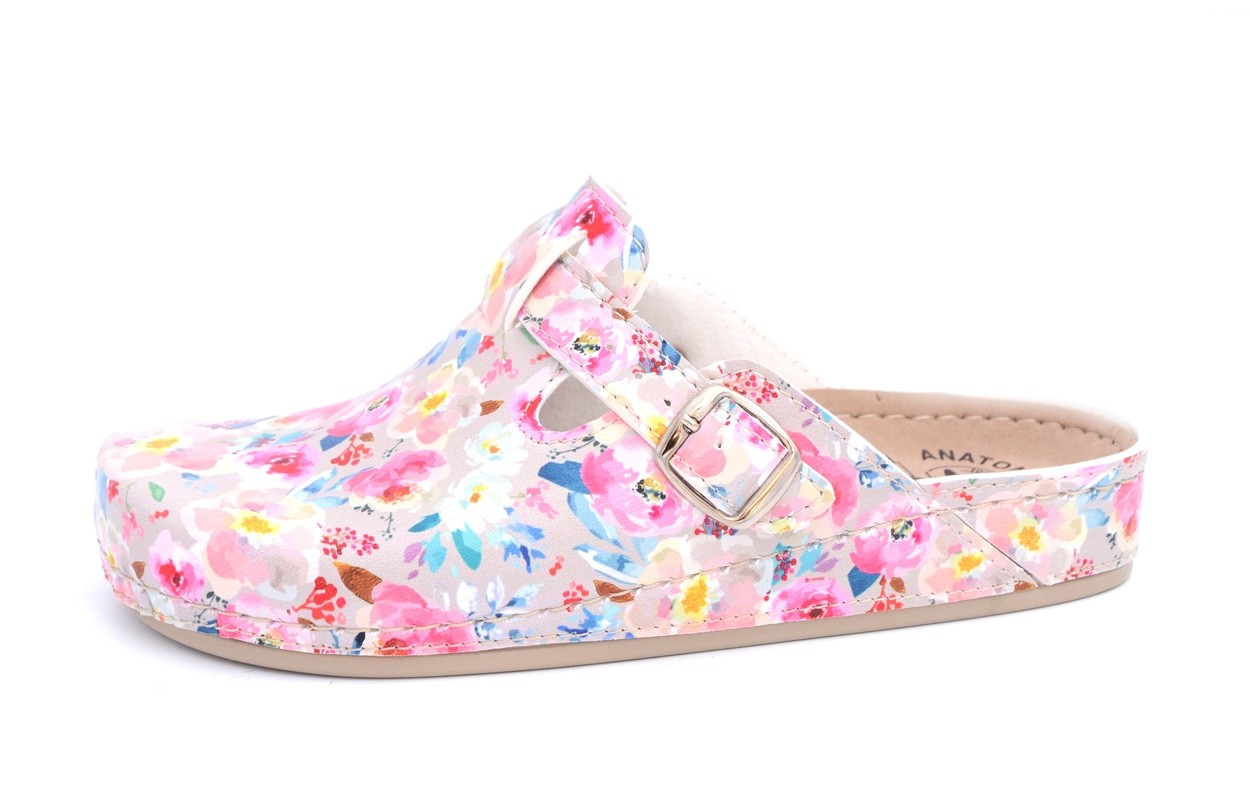 DOSS Ženske klompe Sofia Cvetne bež