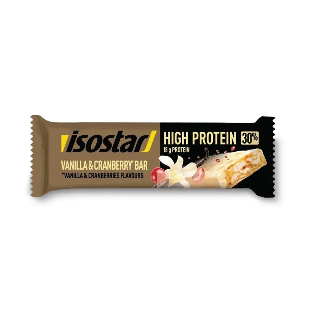 Isostar Proteinska pločoca 30%, Vanila i Brusnica, 55g